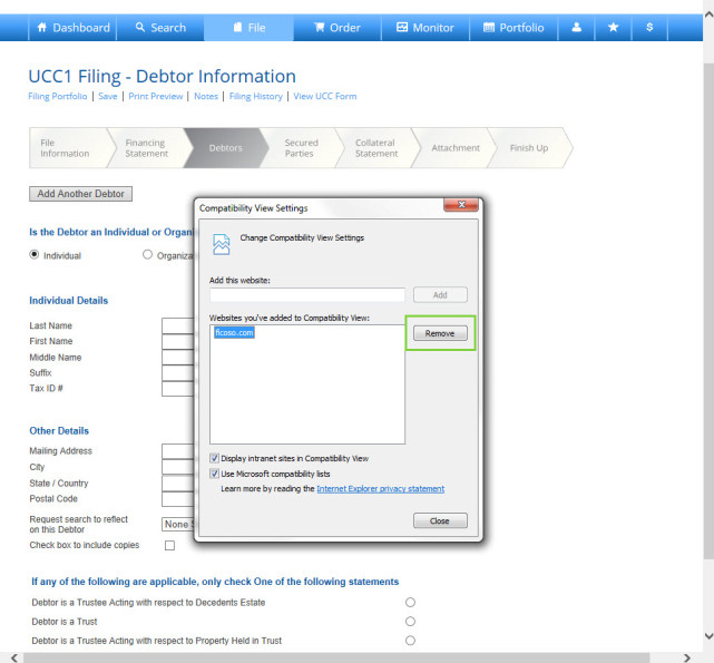 Compatibility mode Internet Explorer Cont.