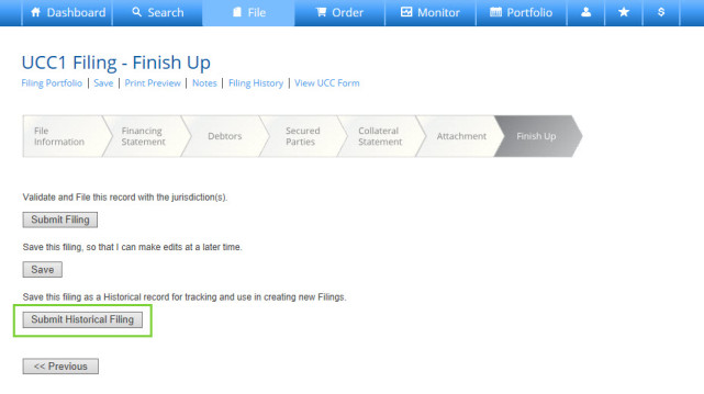 Submit Historical Filing